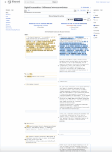 Differences in Wikipedia entry revisions over time